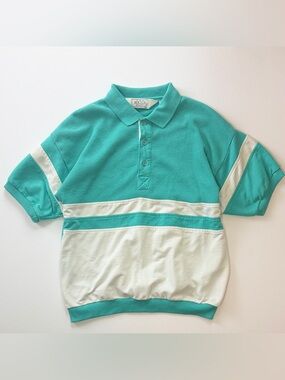 The Men's Store Teal & Cream Colorblock Polo Shirt